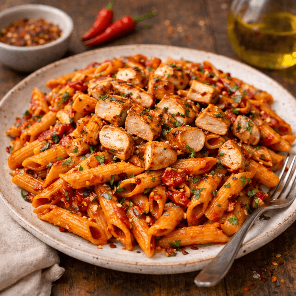 Fiery Creamy Chicken Arrabbiata Penne